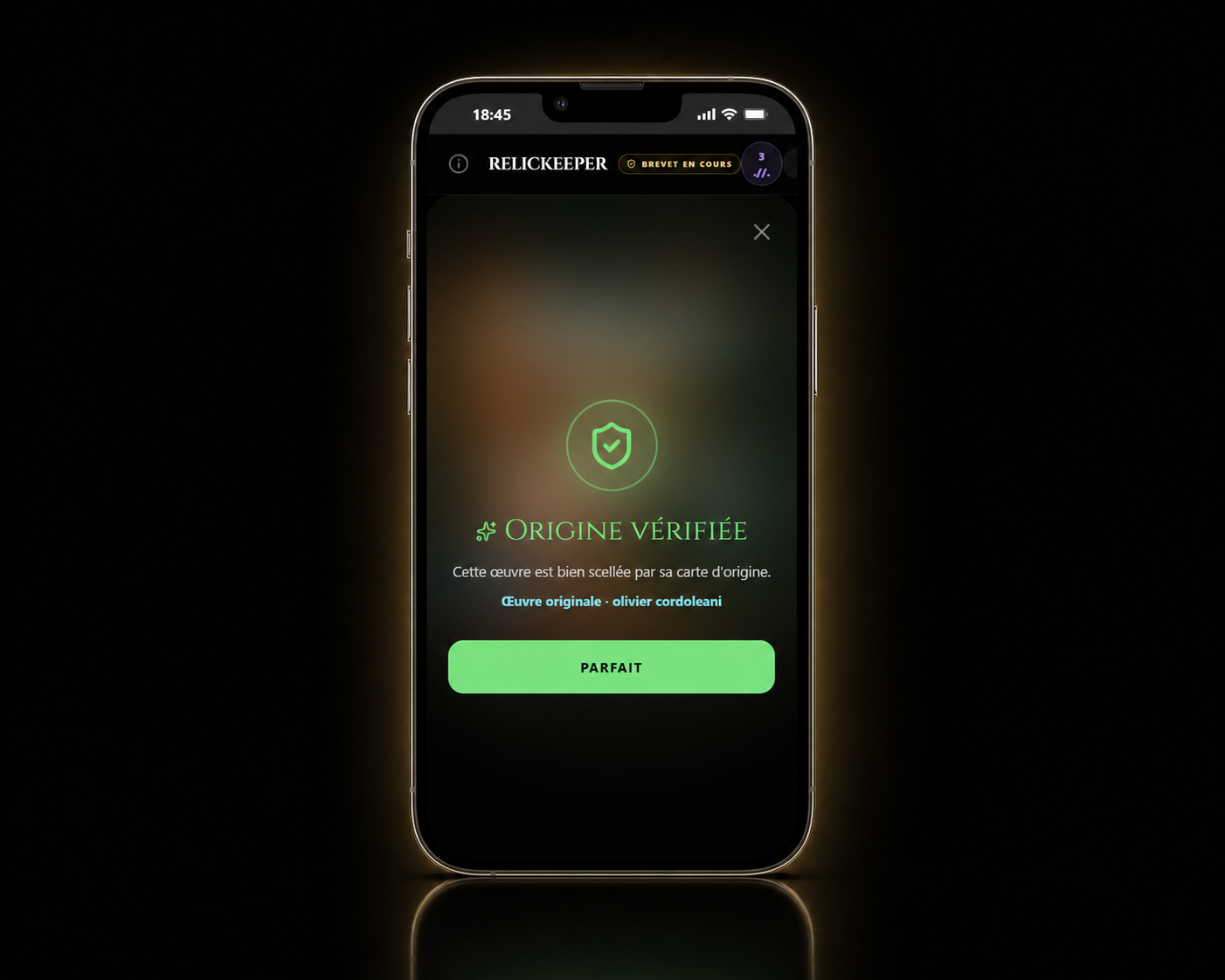 Étape 3 — la preuve suit (capture d'écran app)